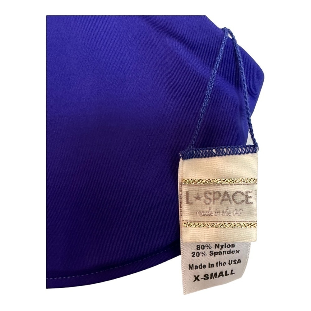 L SPACE JAMIE DEEP V NECK STRAPPY SWIM BIKINI TOP BLUE PURPLE XS - Picture 4 of 4